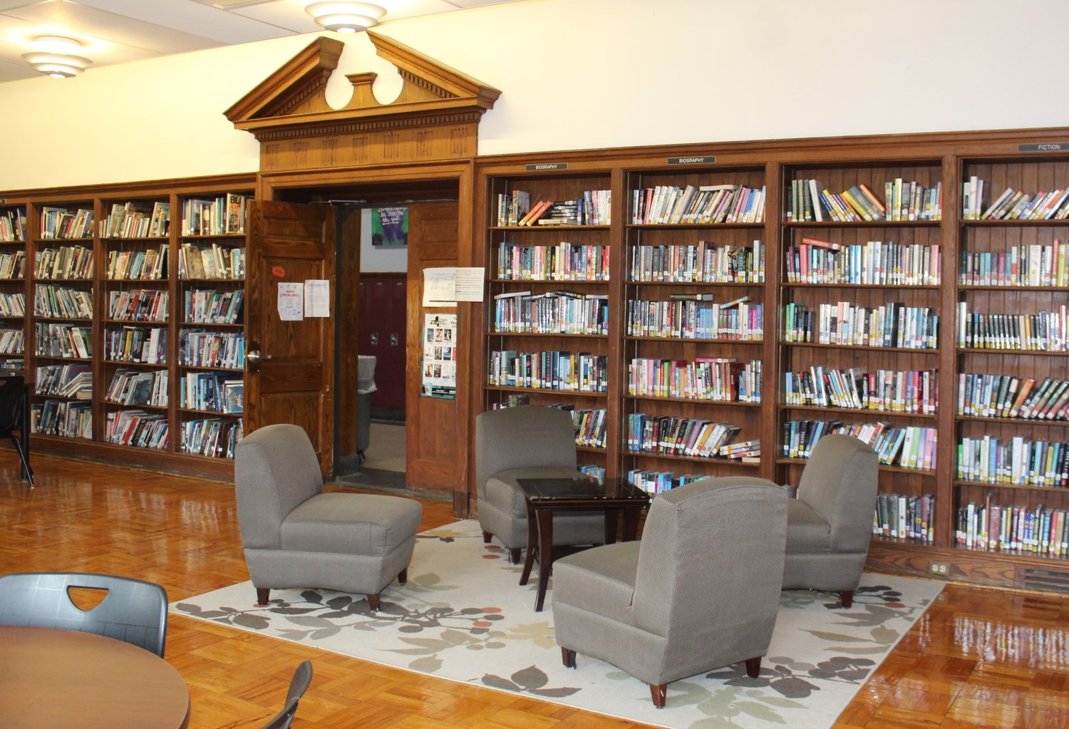 The rich architectural details of the high school library will be incorporated into the
renovations of the area into a multi-media learning center designed to enhance independent and teacher-directed learning, one phase of an ambitious construction improvement initiative at the Eldred Junior-Senior High School.